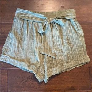 Green high waisted shorts